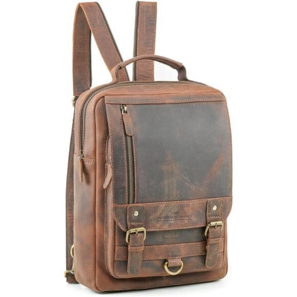 Handmade World Leather Backpack Convertible to Sling Bag \'The UpVibe\' Fits 16 main image 5